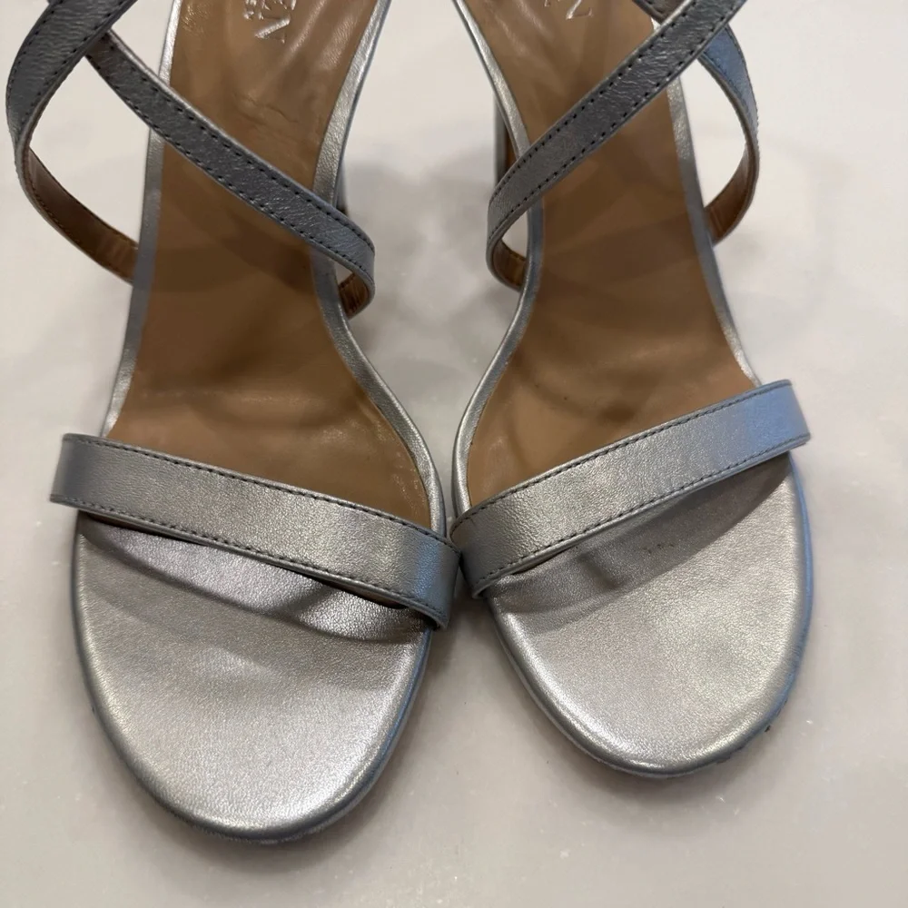 Coach Strappy High Heel Sandals Silver Sz 8.5 B EUC